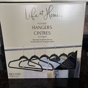 Life at Home Flocked Non-Slip Hangers - Black (50 Pack)